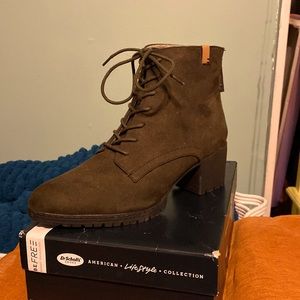 Green heeled boots never worn